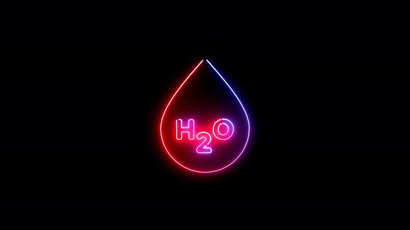 Water formula icon animated with red and blue neon color. Vd 432