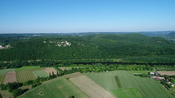 The Castle valley in Black Perigord in France aerial view alt