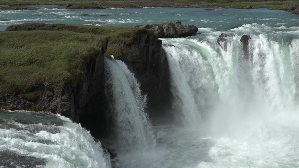 Iceland.  Idyllic view of beautiful Godafoss waterfall. Icelandic waterfall on the North of island. alt