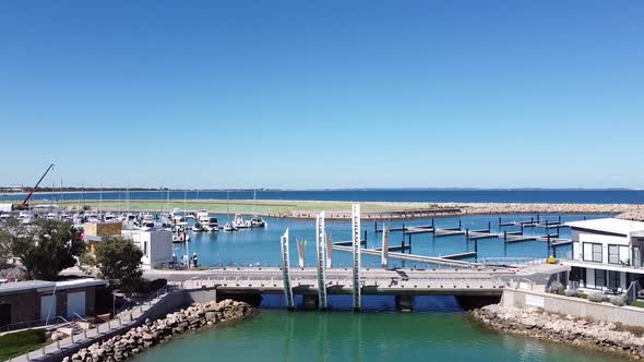Port Coogee Marina Bridge Sculpture And Boat Moorings, Perth Australia alt