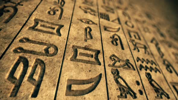 Endless animation focused on the ancient hieroglyphs. Closeup. Loopable. HD alt