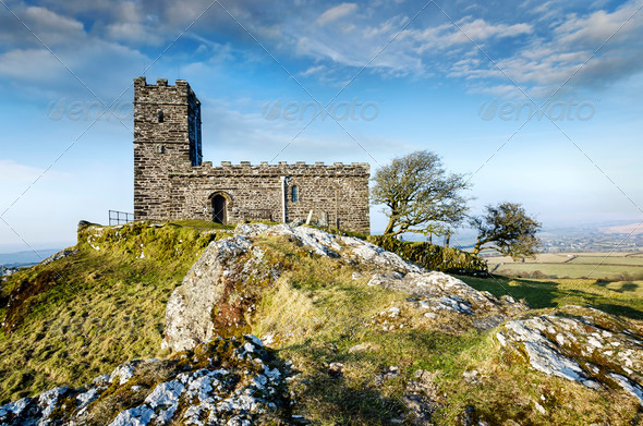 Brentor Church in Dartmoor - Stock Photo - Images