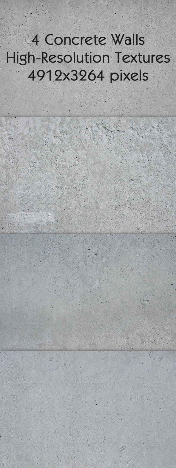 4 Concrete Walls Textures - Concrete Textures