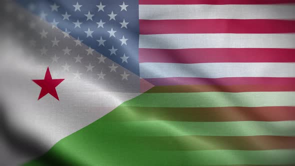 USA Djibouti Flag Loop Background 4K