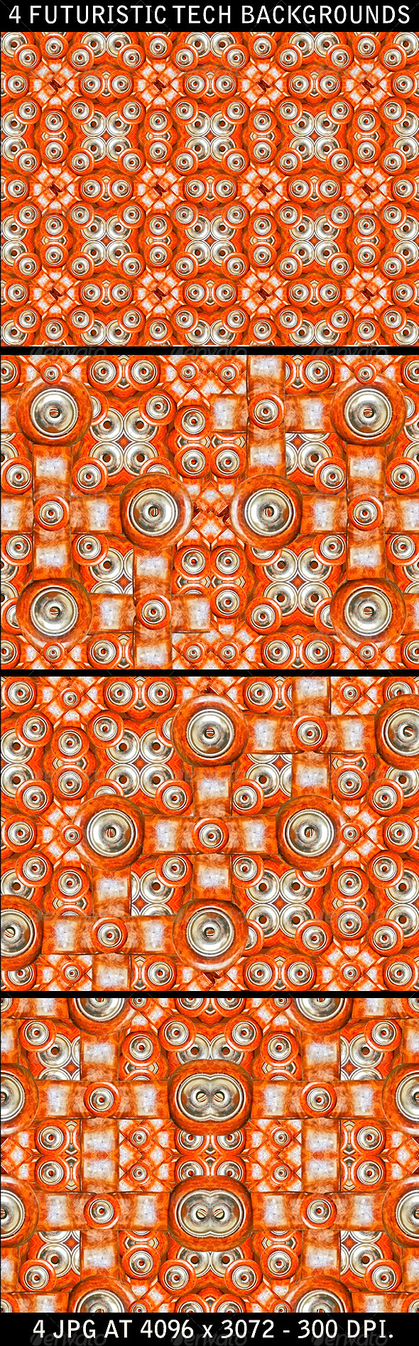 4 Futuristic Tech Backgrounds Patterns - Tech / Futuristic Backgrounds
