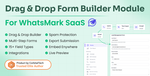 Form Builder Addon for WhatsMark SaaS – Visual Drag & Drop Forms with CRM Integration