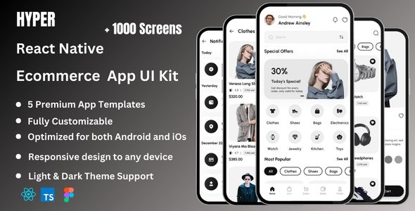 Hyper - Ecommerce React Native CLI App Ui Kit
