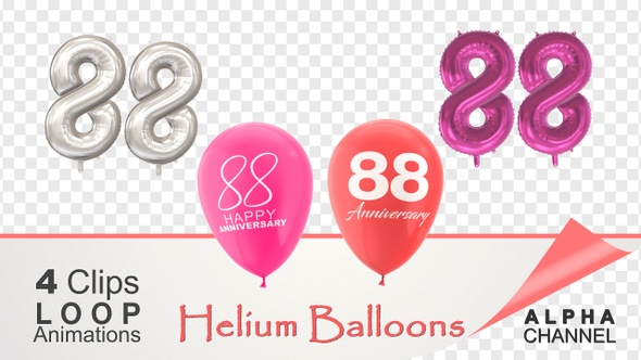 88 Anniversary Celebration Helium Balloons Pack