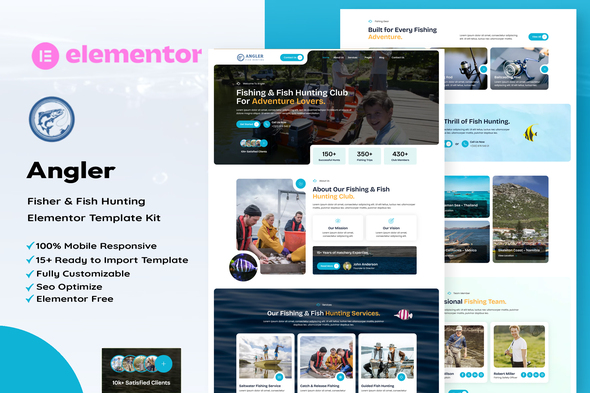 Angler – Fishing & Fish Hunting Elementor Template Kit