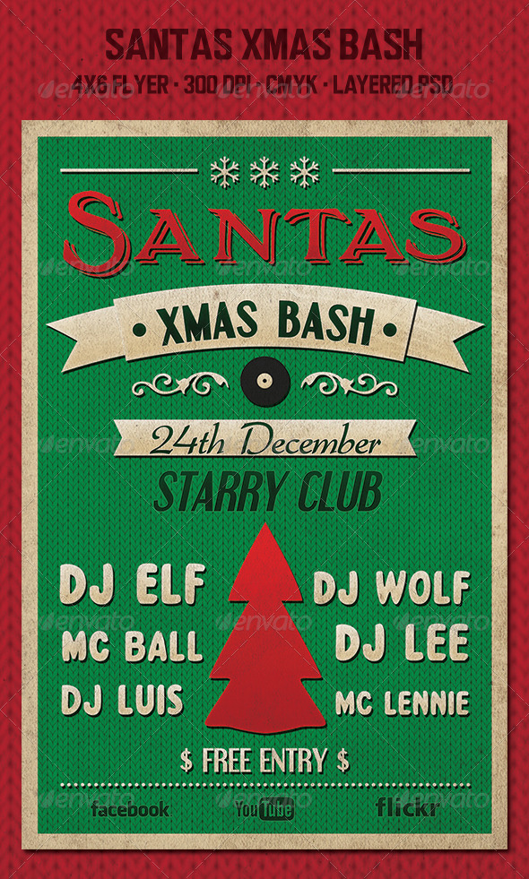 Santas Xmas Bash Flyer - Holidays Events