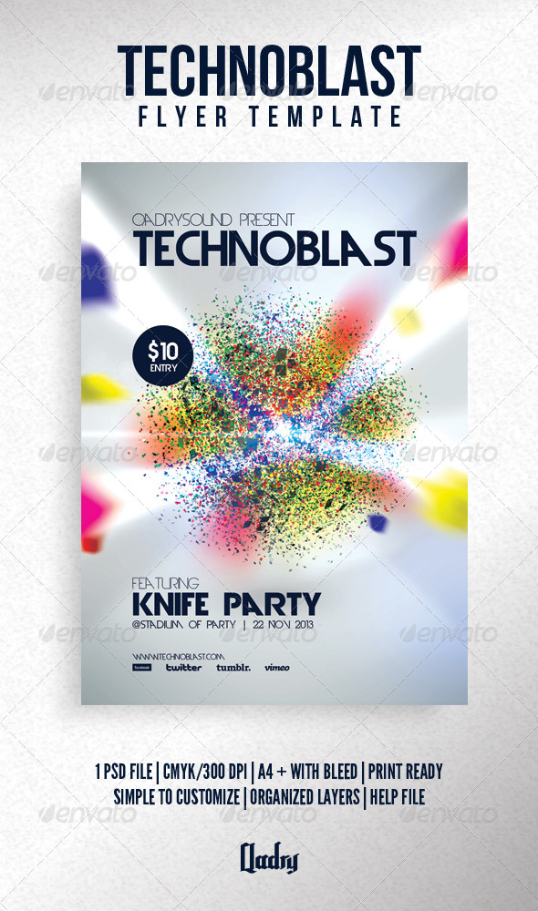 Technoblast Flyer Template - Clubs & Parties Events