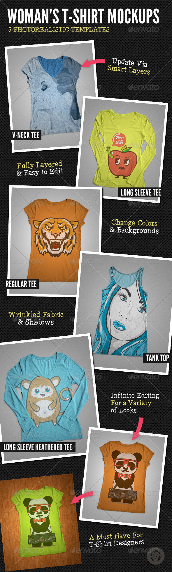Ladies T-Shirt Mock-Ups - T-shirts Apparel