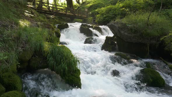 Waterfall with Mountain River in Montenegro