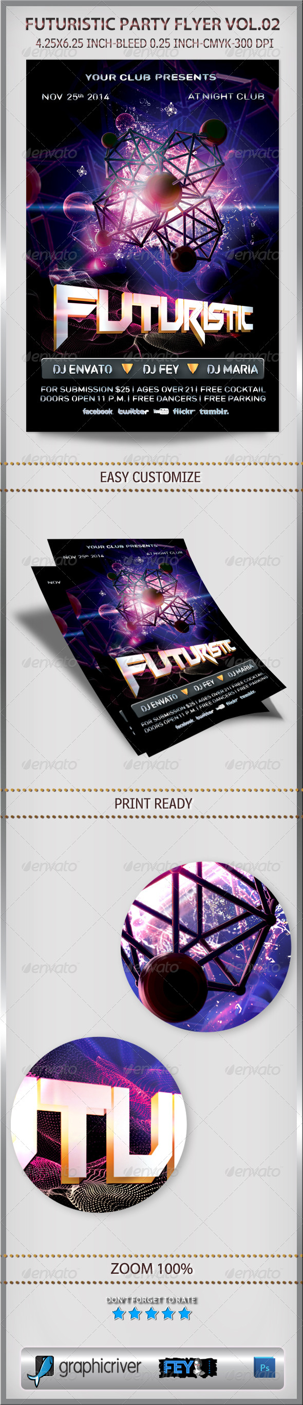 Futuristic Party Flyer Vol.02 - Flyers Print Templates