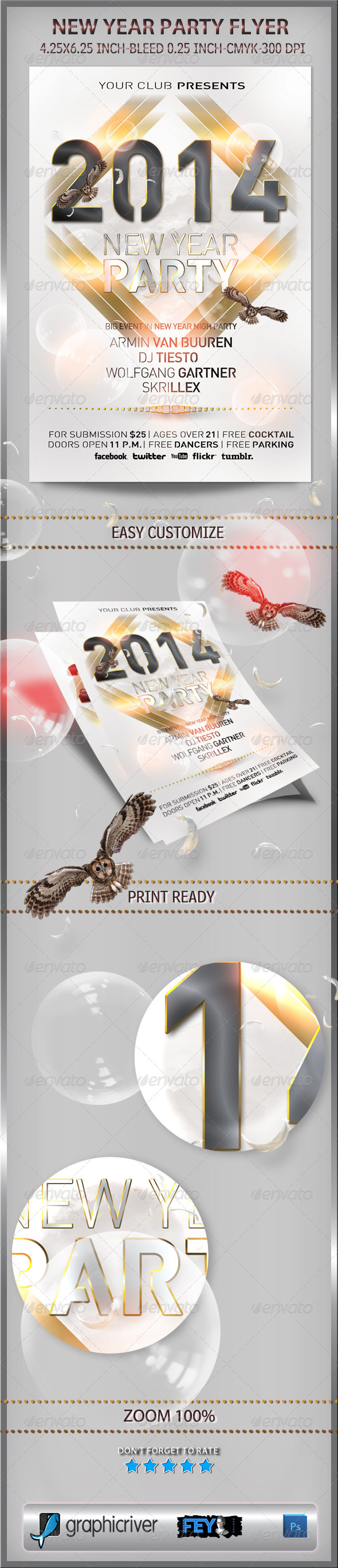 New Year Party Flyer - Flyers Print Templates