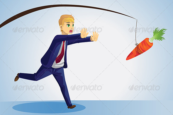 Businessman Reaching for Carrot - Conceptual Vectors