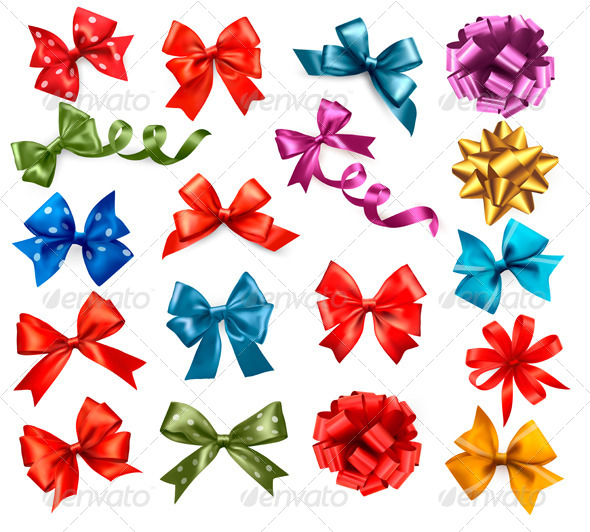 Big Collection of Color Gift Bows with Ribbons - Seasons/Holidays Conceptual