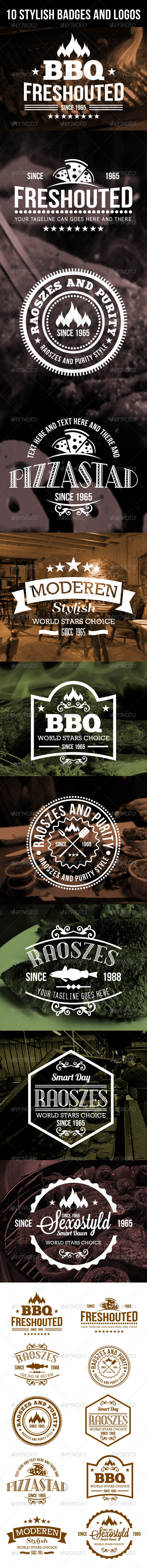 10 Retro Badges and Insignias - Badges & Stickers Web Elements
