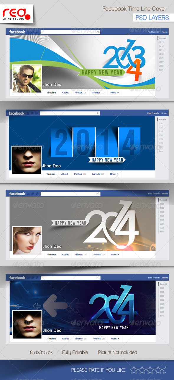 New Year's Facebook Timeline Template - Facebook Timeline Covers Social Media
