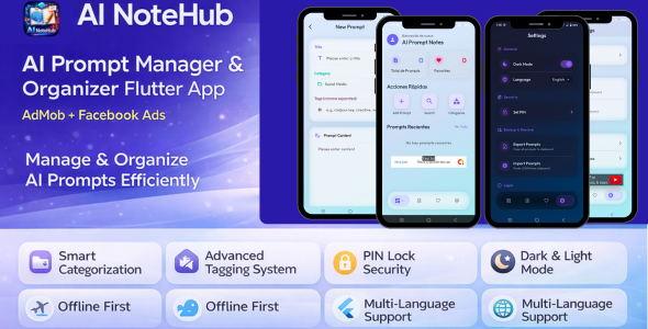 AI NoteHub – Ultimate AI Prompt Manager & Organizer Flutter App (AdMob + Facebook Ads)