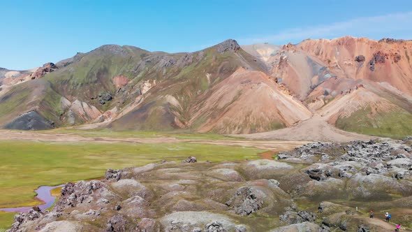 Famous Icelandic Landscape in Highlands Landmannalaugar Area  Iceland alt