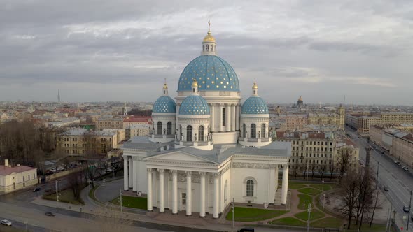 top view on church located in the Saint Petersburg alt