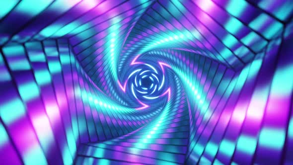 Colorful Spiraling Metal Hexagons Wormhole Animation Loop