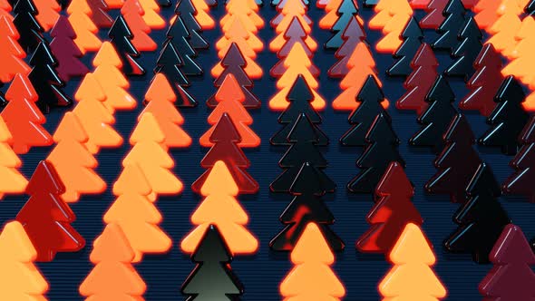 Christmas Card with Red Garland Light Bulbs in Form of Christmas Tree on Plane alt