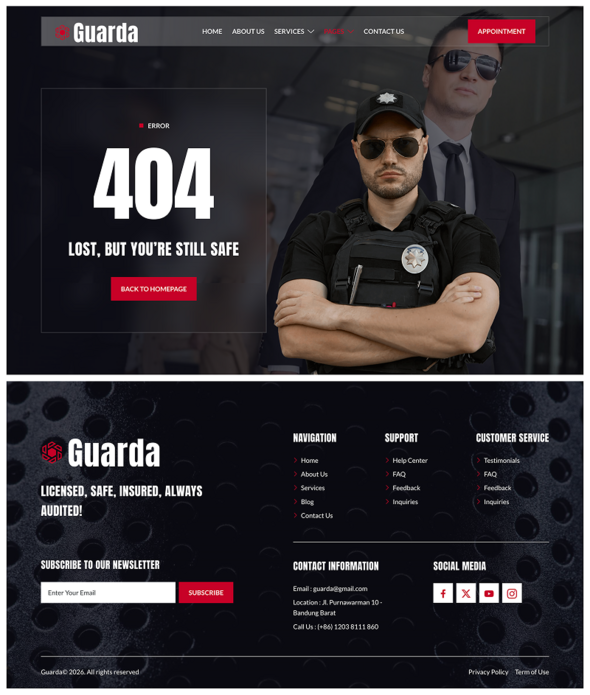 Guarda - Bodyguards & Security Agency Elementor Template Kit
