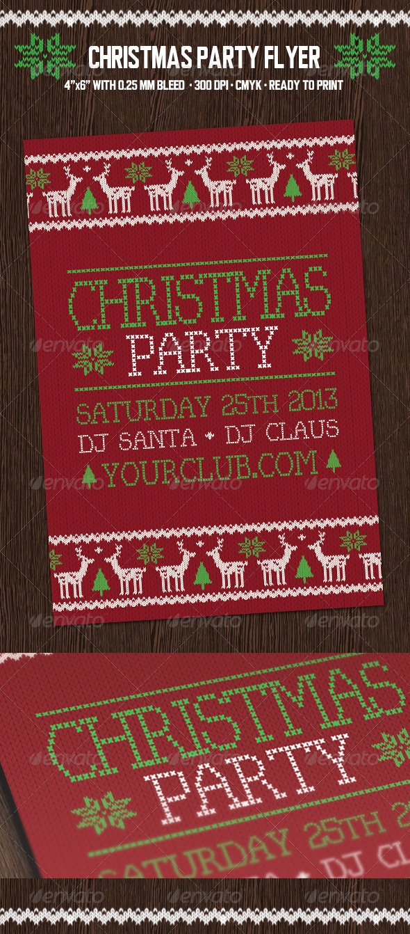Christmas Party Flyer with Deers by pixel_lady | GraphicRiver
