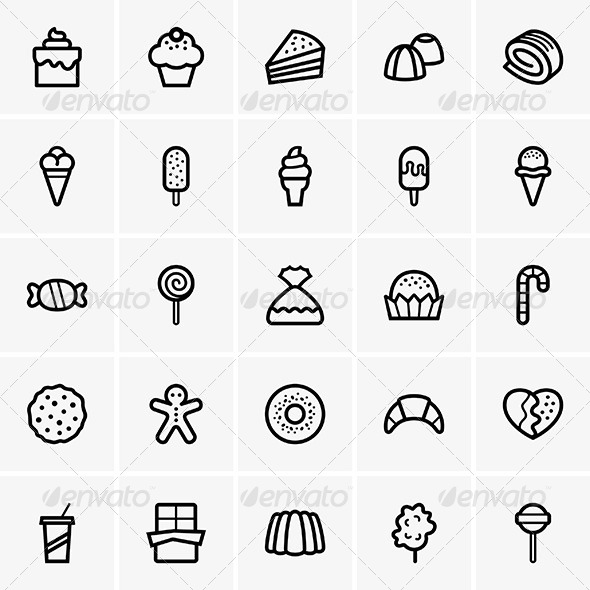 Sweets Icons - Decorative Symbols Decorative