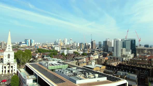 Panning shot of Buildings in the city of London alt