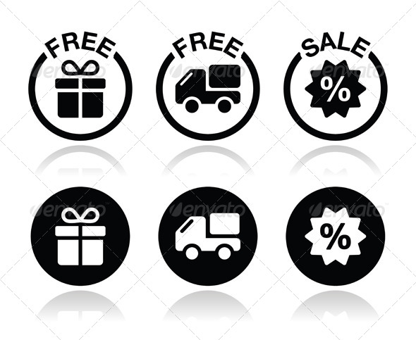 Free Delivery, Gift and Sale Icons Set - Abstract Conceptual