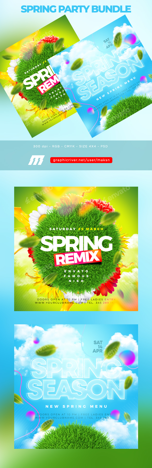 Spring Party Flyers Bundle