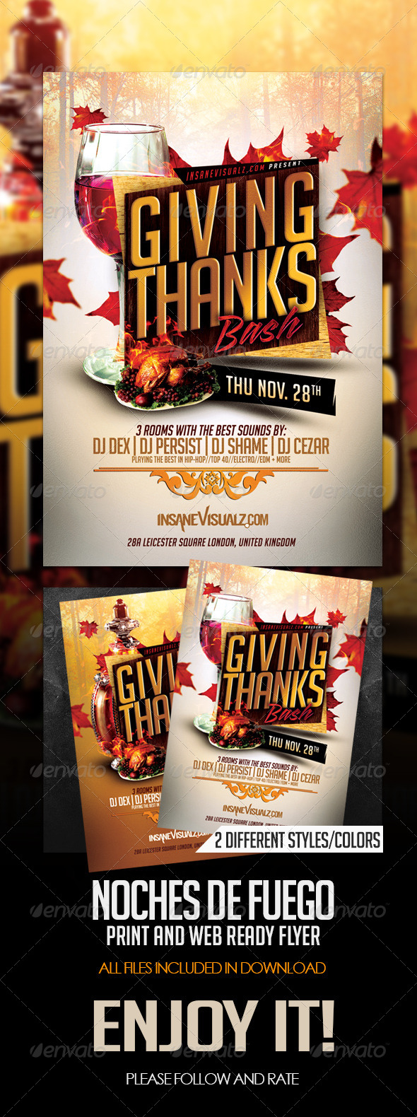 Giving Thanks Flyer Template - Clubs & Parties Events
