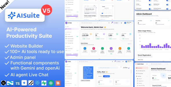 AI Suite – AI Website Builder and Live chat, Next.js Dashboard & Gemini AI Powered SaaS
