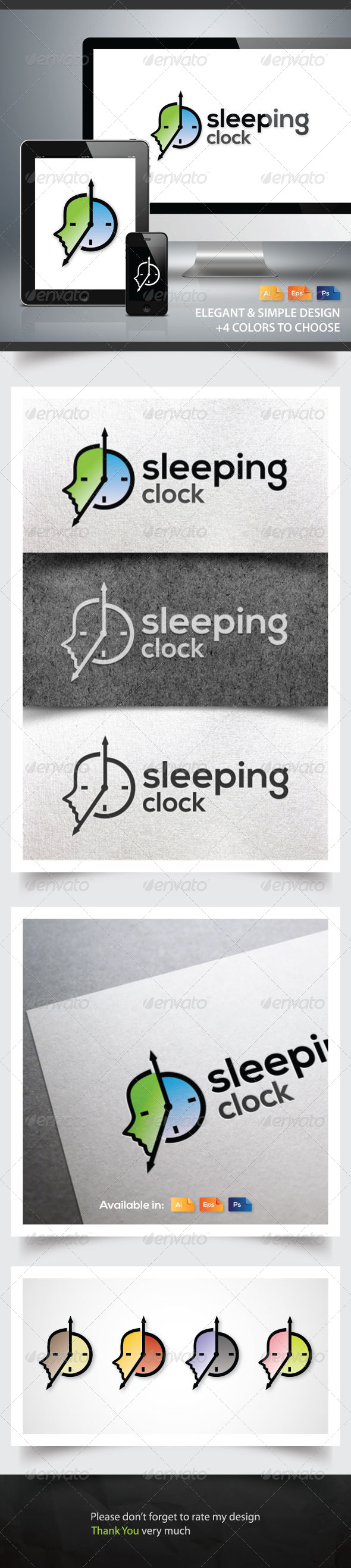 Sleeping Clock - Humans Logo Templates