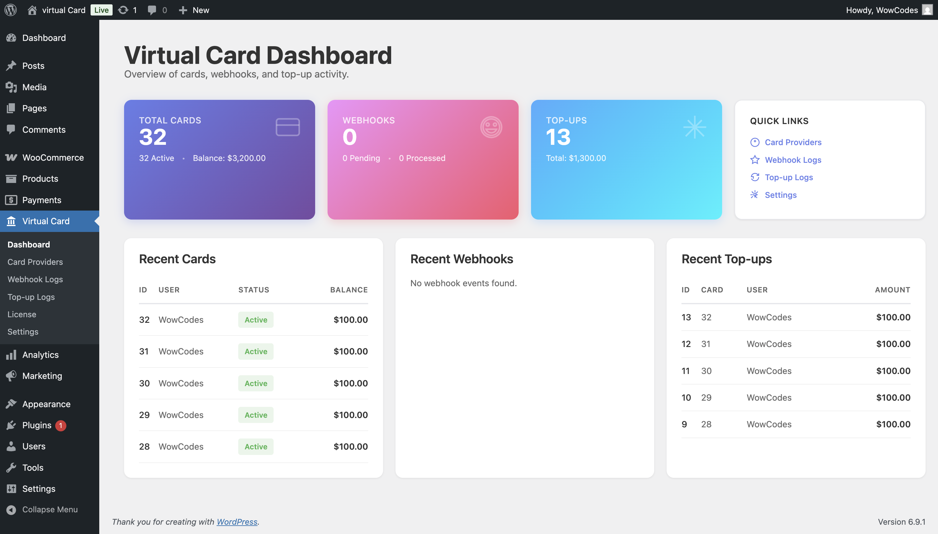 Virtual Card Issuing Plugin – Stripe, Marqeta & Wallester API Integration | WooCommerce