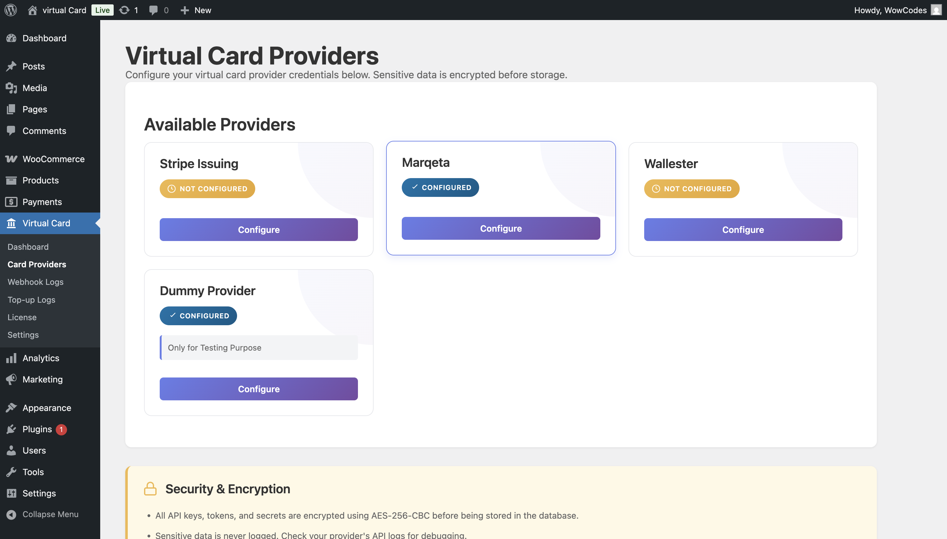 Virtual Card Issuing Plugin – Stripe, Marqeta & Wallester API Integration | WooCommerce