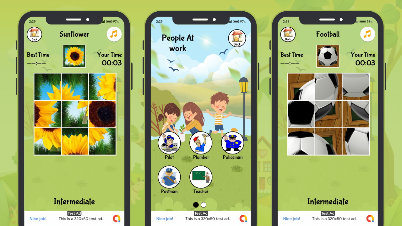 Kids Picture Puzzle Game with AdMob Facebook Ads Android by MJAppsStudio