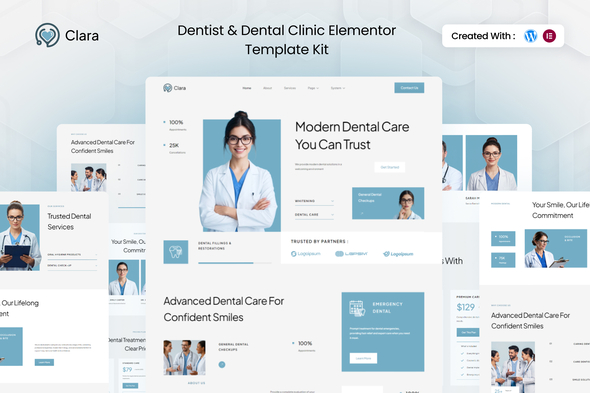 Clara - Dentist & Dental Clinic Elementor Template Kit