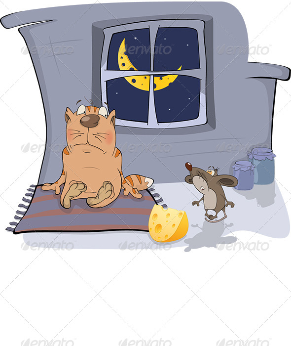 About a Cat and a Mouse Cartoon - Animals Characters