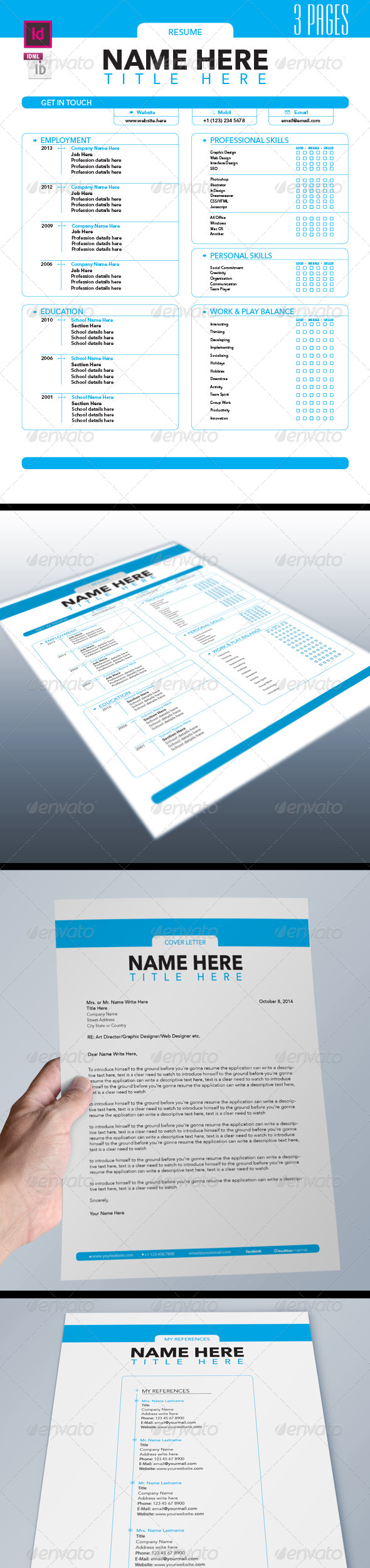 Job Resume Set 3 Pages - Resumes Stationery
