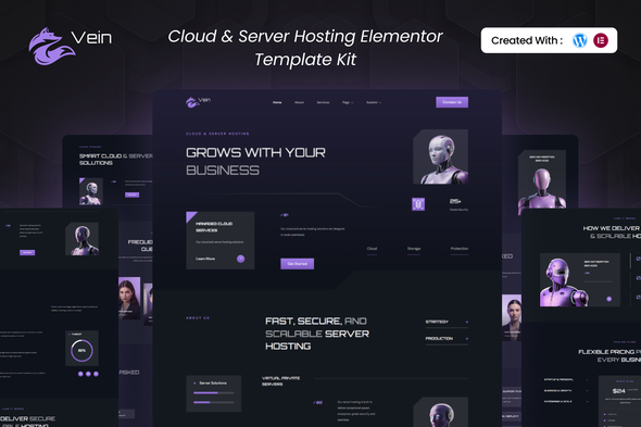 Vein - Cloud & Server Hosting Elementor Template Kit