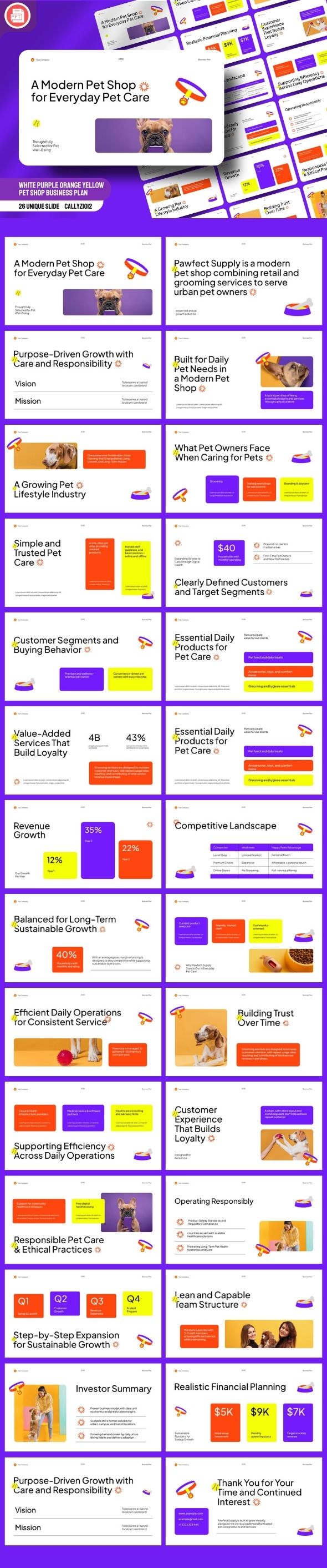 White Purple Orange Yellow Pet Shop Business Plan
