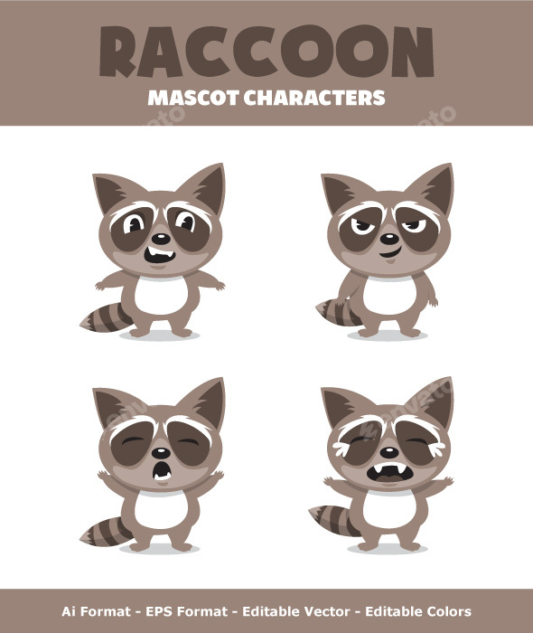Raccoon Mascot Characters