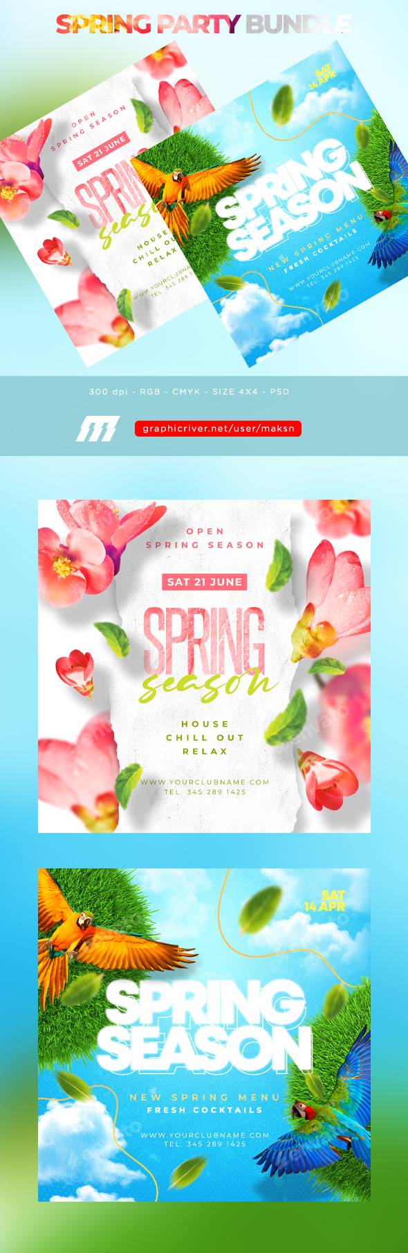 Spring Party Flyers Bundle