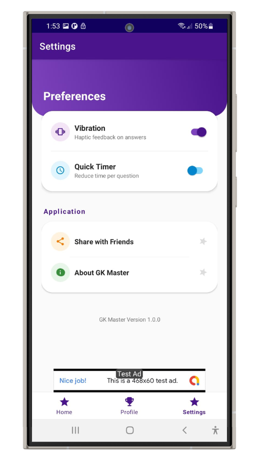 GK Master - Offline General Knowledge Quiz App with AdMob & Material ...