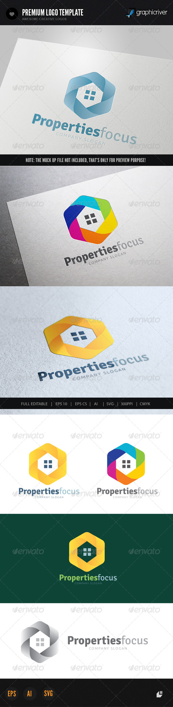 Properties Focus - Buildings Logo Templates