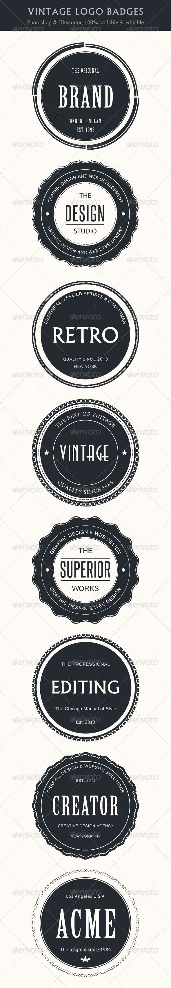 Vintage Logo Badges - Badges & Stickers Web Elements